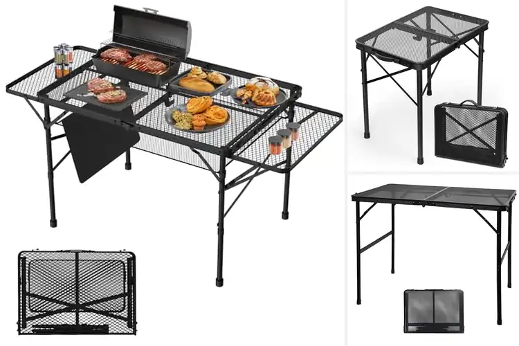 Detailed view of Best Folding Mesh Camp Tables