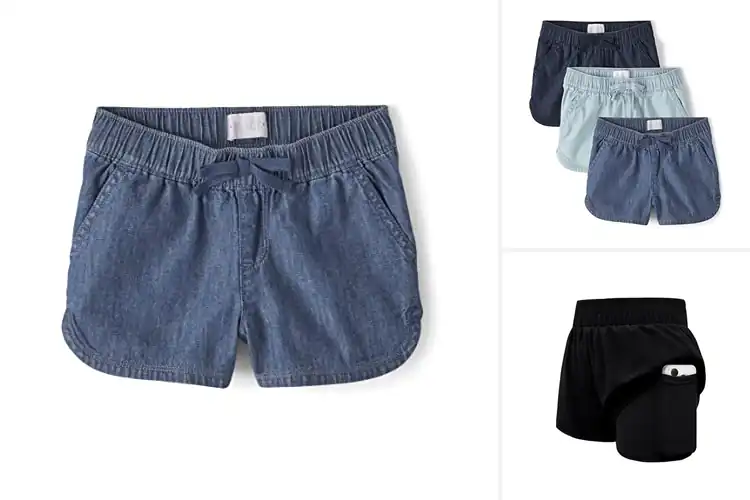 Detailed view of Best Girls Elastic Waist Shorts: Comfy & Stylish