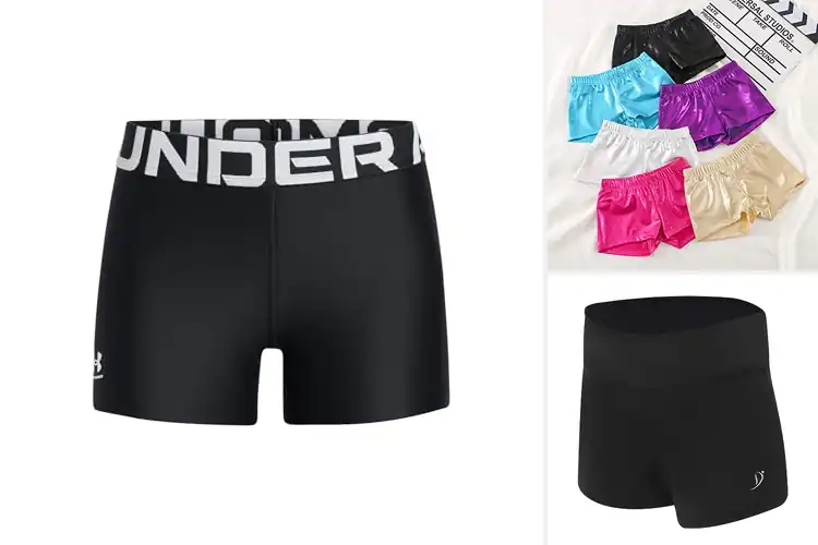 Detailed view of Best Gymnastics Shorts: Stretchy & Sparkly for Active Girls
